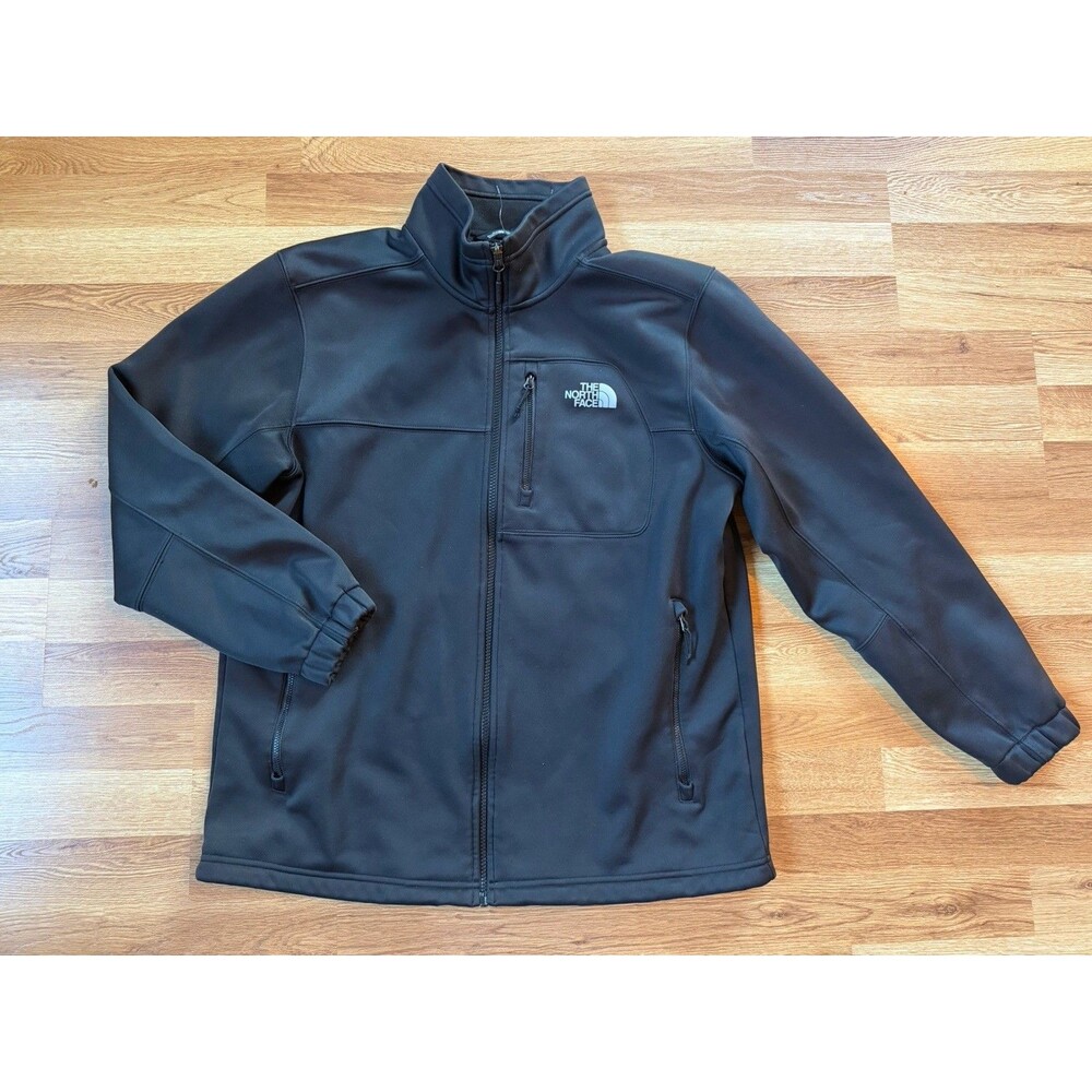 The North Face Apex Jacket Mens Large Black Softshell Windbreaker Full Zip Sz L